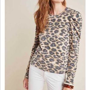 RD Style puff sleeve leopard sweatshirt